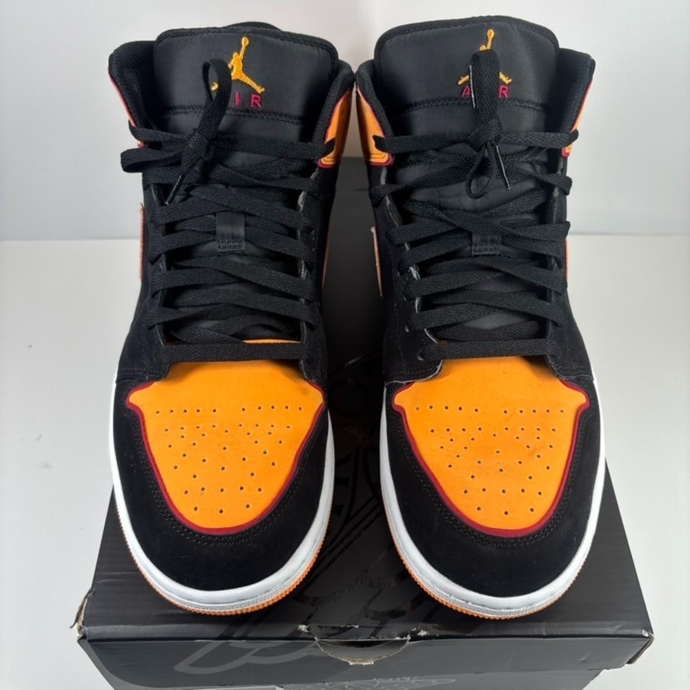 Nike Air Jordan 1 Mid SE Fat Tongue Men's US 13 Black/Vivid Orange FJ4923-008 - Picture 3 of 16